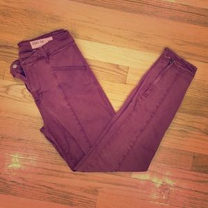 Burgundy Pistola ankle length denim with an edge!